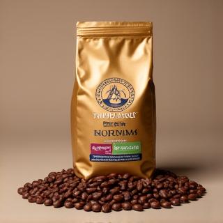 A branded bag of Colombia Supremo coffee beans.